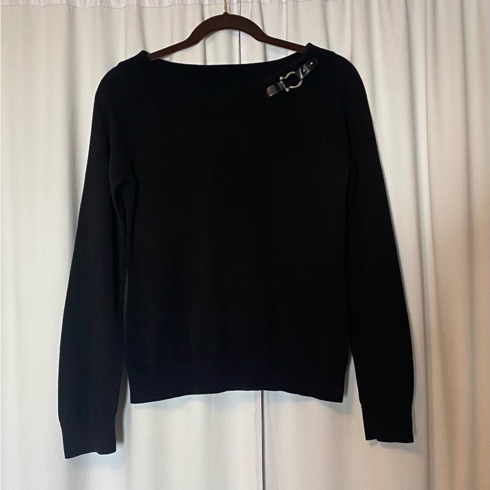 Ralph Lauren Black Sweater with Buckle Accent
